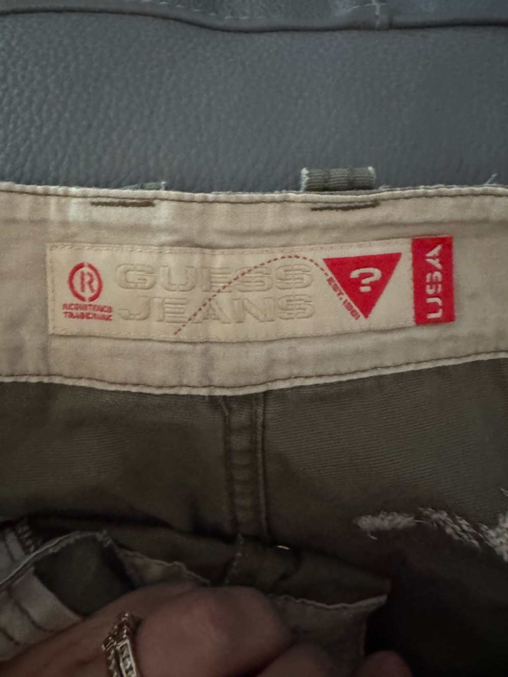 Guess 90’s Y2K Men's Olive Green Button-Fly Destressed Chinos - Picture 2 of 14